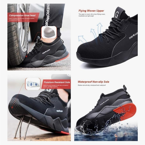 Work Steel Toe Safety Black Sneakers - Picture 6 of 11